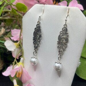 Pearl Scroll Earrings